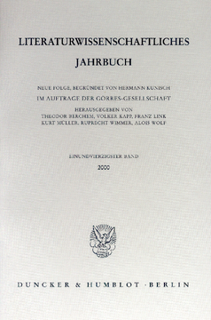 Literaturwissenschaftliches Jahrbuch Literaturwissenschaftliches Jahrbuch
