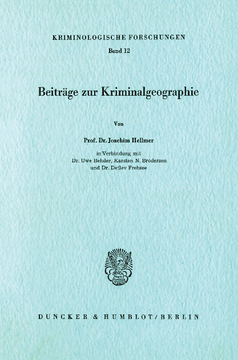 Beiträge zur Kriminalgeographie Beiträge zur Kriminalgeographie