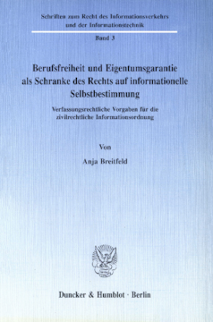 Berufsfreiheit und Eigentumsgarantie als Schranke des Rechts auf informationelle Selbstbestimmung Berufsfreiheit und Eigentumsgarantie als Schranke des Rechts auf informationelle Selbstbestimmung