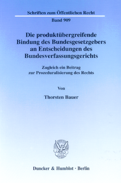 Die produktübergreifende Bindung des Bundesgesetzgebers an Entscheidungen des Bundesverfassungsgerichts Die produktübergreifende Bindung des Bundesgesetzgebers an Entscheidungen des Bundesverfassungsgerichts