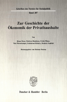 Zur Geschichte der Ökonomik der Privathaushalte Zur Geschichte der Ökonomik der Privathaushalte