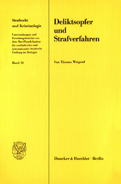 Deliktsopfer und Strafverfahren Deliktsopfer und Strafverfahren
