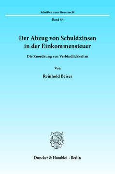 Der Abzug von Schuldzinsen in der Einkommensteuer Der Abzug von Schuldzinsen in der Einkommensteuer