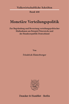 Monetäre Verteilungspolitik Monetäre Verteilungspolitik