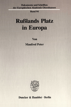 Rußlands Platz in Europa Rußlands Platz in Europa