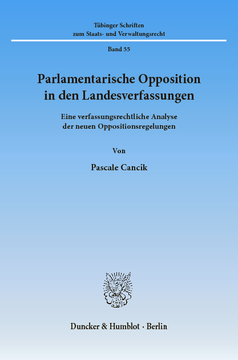 Parlamentarische Opposition in den Landesverfassungen Parlamentarische Opposition in den Landesverfassungen