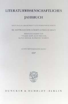 Literaturwissenschaftliches Jahrbuch Literaturwissenschaftliches Jahrbuch