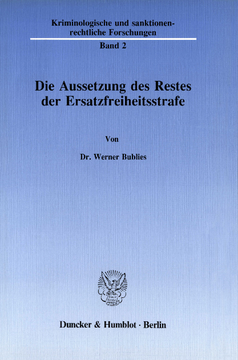 Die Aussetzung des Restes der Ersatzfreiheitsstrafe Die Aussetzung des Restes der Ersatzfreiheitsstrafe