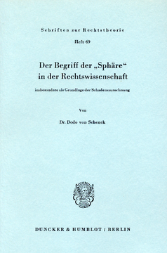 Der Begriff der »Sphäre« in der Rechtswissenschaft insbesondere als Grundlage der Schadenzurechnung Der Begriff der »Sphäre« in der Rechtswissenschaft insbesondere als Grundlage der Schadenzurechnung