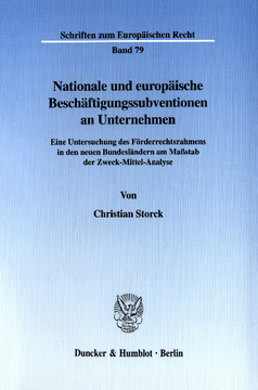 Nationale und europäische Beschäftigungssubventionen an Unternehmen Nationale und europäische Beschäftigungssubventionen an Unternehmen