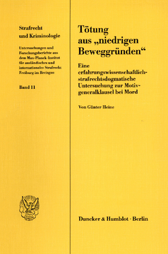 Tötung aus »niedrigen Beweggründen« Tötung aus »niedrigen Beweggründen«