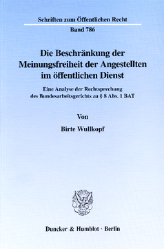 Die Beschränkung der Meinungsfreiheit der Angestellten im öffentlichen Dienst Die Beschränkung der Meinungsfreiheit der Angestellten im öffentlichen Dienst