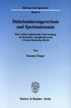 Diskriminierungsverbote und Sportautonomie Diskriminierungsverbote und Sportautonomie