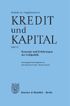 Konzepte und Erfahrungen der Geldpolitik Konzepte und Erfahrungen der Geldpolitik