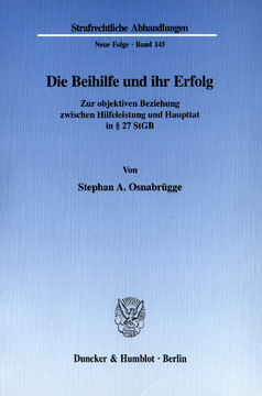 Die Beihilfe und ihr Erfolg Die Beihilfe und ihr Erfolg