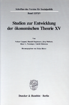 Studien zur Entwicklung der ökonomischen Theorie XV