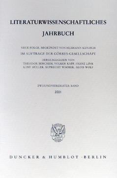 Literaturwissenschaftliches Jahrbuch Literaturwissenschaftliches Jahrbuch