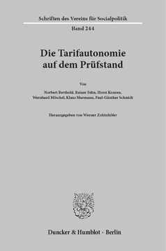 Die Tarifautonomie auf dem Prüfstand Die Tarifautonomie auf dem Prüfstand
