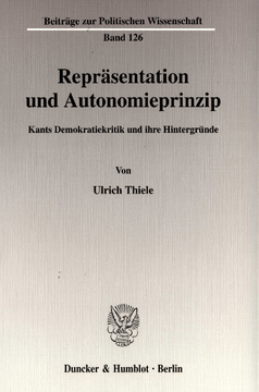 Repräsentation und Autonomieprinzip Repräsentation und Autonomieprinzip