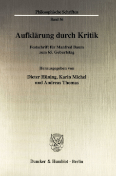 Aufklärung durch Kritik Aufklärung durch Kritik