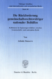 Die Rückforderung gemeinschaftsrechtswidriger nationaler Beihilfen