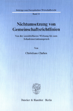 Nichtumsetzung von Gemeinschaftsrichtlinien Nichtumsetzung von Gemeinschaftsrichtlinien