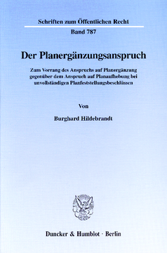 Der Planergänzungsanspruch Der Planergänzungsanspruch