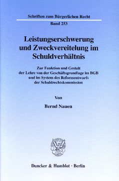 Leistungserschwerung und Zweckvereitelung im Schuldverhältnis Leistungserschwerung und Zweckvereitelung im Schuldverhältnis