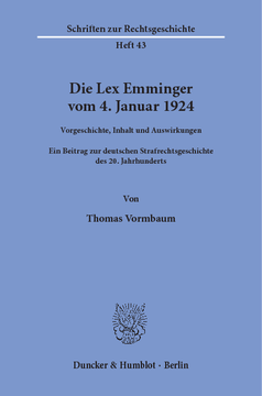 Die Lex Emminger vom 4. Januar 1924 Die Lex Emminger vom 4. Januar 1924