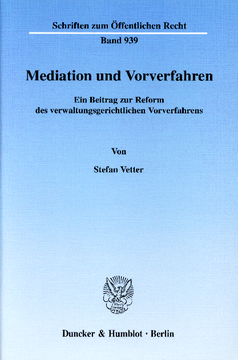Mediation und Vorverfahren Mediation und Vorverfahren