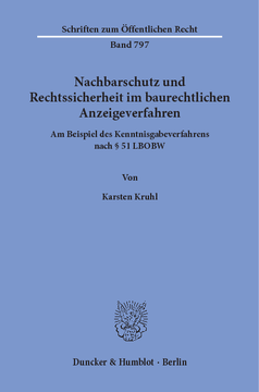 Nachbarschutz und Rechtssicherheit im baurechtlichen Anzeigeverfahren Nachbarschutz und Rechtssicherheit im baurechtlichen Anzeigeverfahren