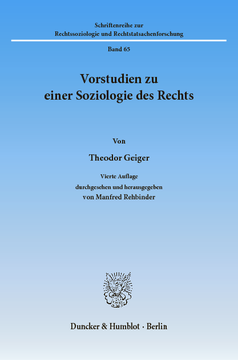 Vorstudien zu einer Soziologie des Rechts Vorstudien zu einer Soziologie des Rechts
