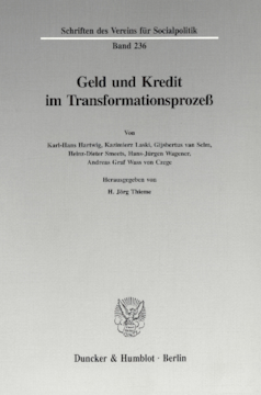 Geld und Kredit im Transformationsprozeß Geld und Kredit im Transformationsprozeß