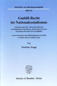 GmbH-Recht im Nationalsozialismus GmbH-Recht im Nationalsozialismus