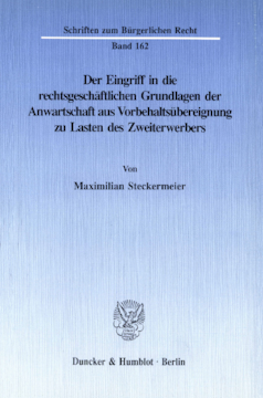 Der Eingriff in die rechtsgeschäftlichen Grundlagen der Anwartschaft aus Vorbehaltsübereignung zu Lasten des Zweiterwerbers Der Eingriff in die rechtsgeschäftlichen Grundlagen der Anwartschaft aus Vorbehaltsübereignung zu Lasten des Zweiterwerbers