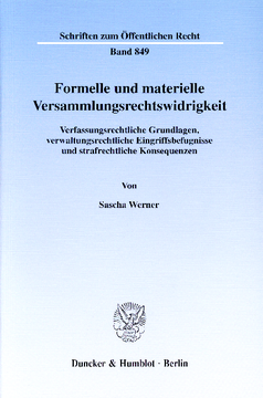 Formelle und materielle Versammlungsrechtswidrigkeit Formelle und materielle Versammlungsrechtswidrigkeit