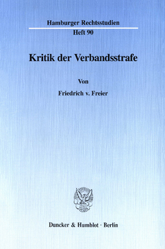 Kritik der Verbandsstrafe Kritik der Verbandsstrafe