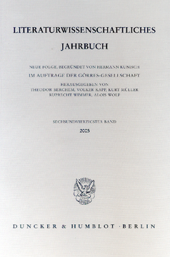 Literaturwissenschaftliches Jahrbuch Literaturwissenschaftliches Jahrbuch