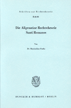 Die Allgemeine Rechtstheorie Santi Romanos Die Allgemeine Rechtstheorie Santi Romanos