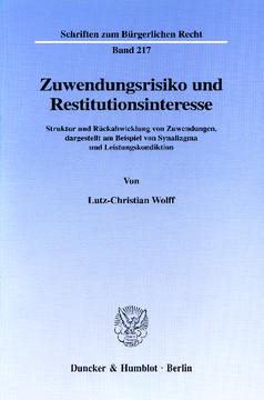 Zuwendungsrisiko und Restitutionsinteresse Zuwendungsrisiko und Restitutionsinteresse