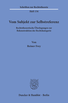 Vom Subjekt zur Selbstreferenz Vom Subjekt zur Selbstreferenz