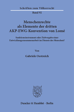 Menschenrechte als Elemente der dritten AKP-EWG-Konvention von Lomé Menschenrechte als Elemente der dritten AKP-EWG-Konvention von Lomé