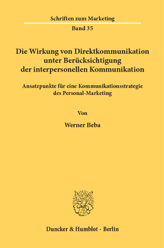 Die Wirkung von Direktkommunikation unter Berücksichtigung der interpersonellen Kommunikation Die Wirkung von Direktkommunikation unter Berücksichtigung der interpersonellen Kommunikation
