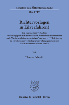 Richtervorlagen in Eilverfahren? Richtervorlagen in Eilverfahren?