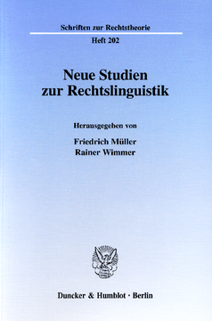 Neue Studien zur Rechtslinguistik Neue Studien zur Rechtslinguistik