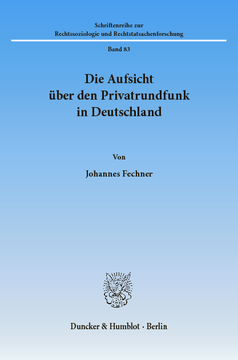 Die Aufsicht über den Privatrundfunk in Deutschland Die Aufsicht über den Privatrundfunk in Deutschland