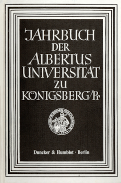 Jahrbuch der Albertus-Universität zu Königsberg/Pr Jahrbuch der Albertus-Universität zu Königsberg/Pr