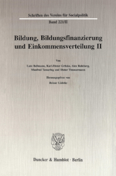 Bildung, Bildungsfinanzierung und Einkommensverteilung II Bildung, Bildungsfinanzierung und Einkommensverteilung II