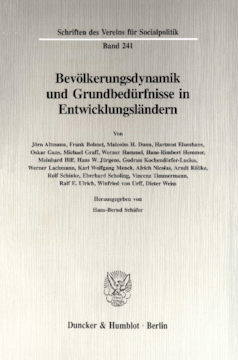 Bevölkerungsdynamik und Grundbedürfnisse in Entwicklungsländern Bevölkerungsdynamik und Grundbedürfnisse in Entwicklungsländern
