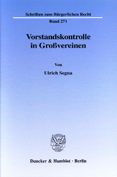 Vorstandskontrolle in Großvereinen Vorstandskontrolle in Großvereinen